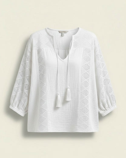 Luca Blouse - Cotton in WHITE - profile front white