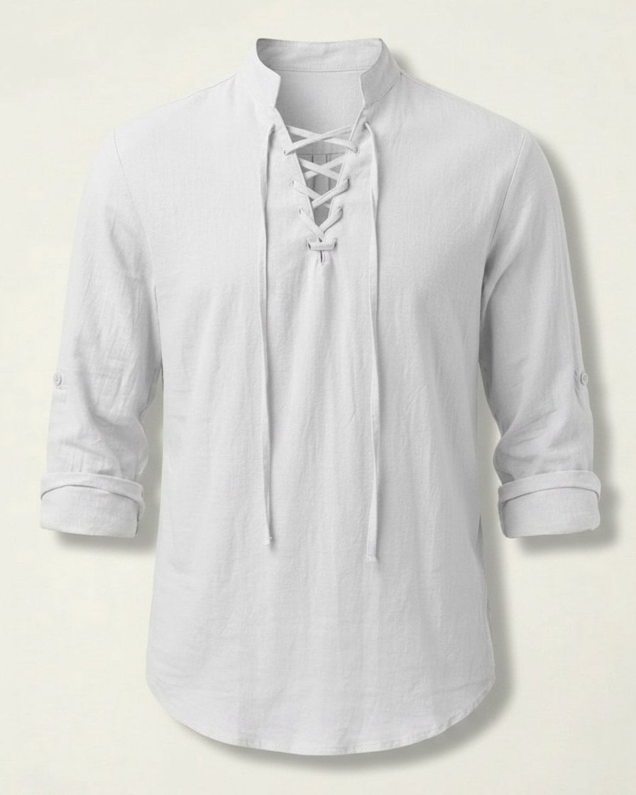 Vael Shirt - Relaxed Denim in White - profile front white