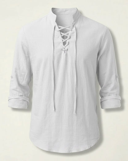 Vael Shirt - Relaxed Denim in White - profile front white