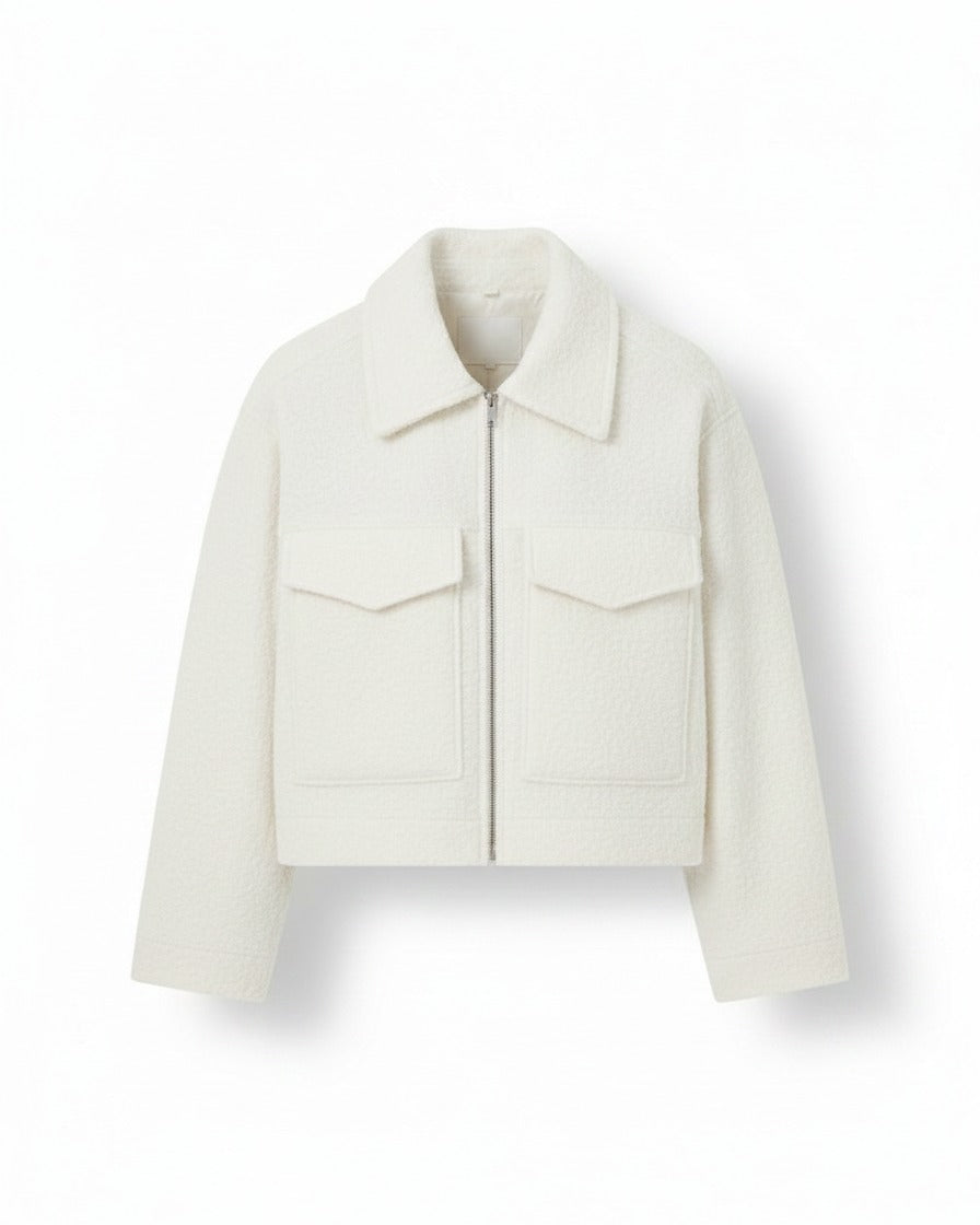 Oran Jacket - Zip in white - profile front white