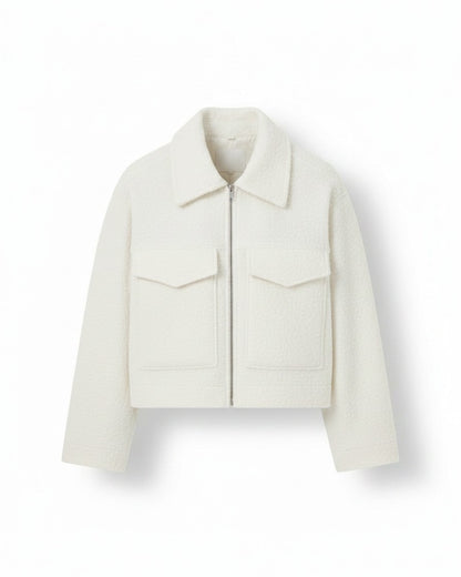 Oran Jacket - Zip in white - profile front white