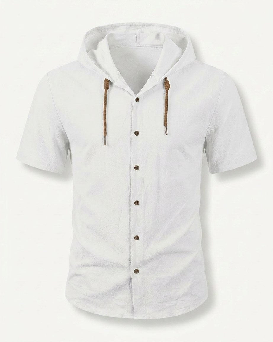 Daan Shirt - Relaxed Linen in White - profile front white