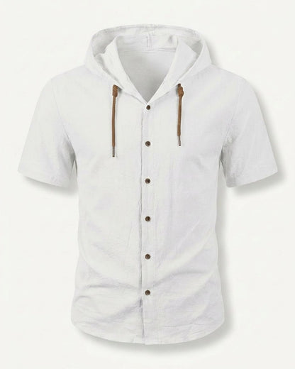 Daan Shirt - Relaxed Linen in White - profile front white
