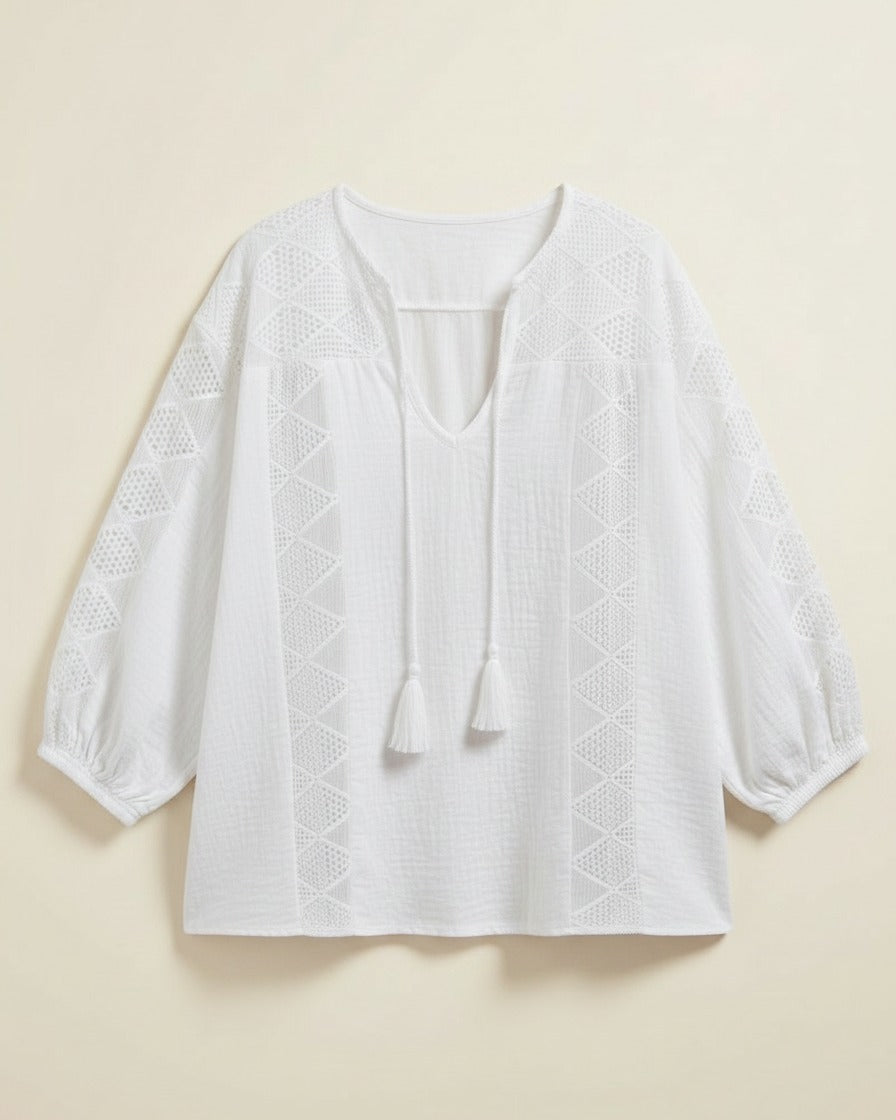 Hugo Blouse - Cotton in WHITE - profile front white