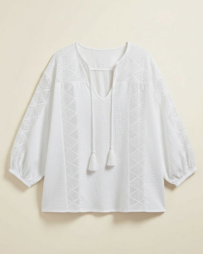 Hugo Blouse - Cotton in WHITE - profile front white