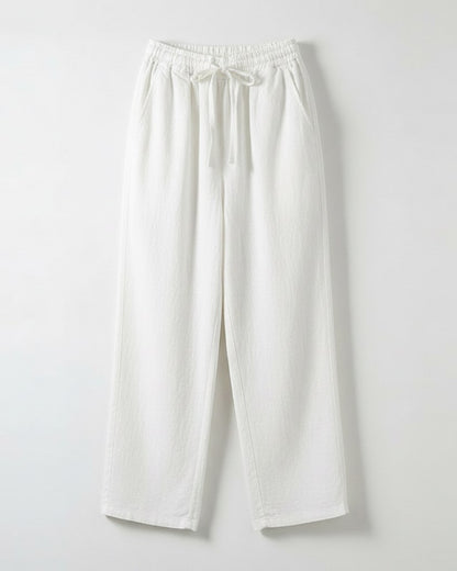 Lars Trousers - Relaxed Linen in White - profile front white