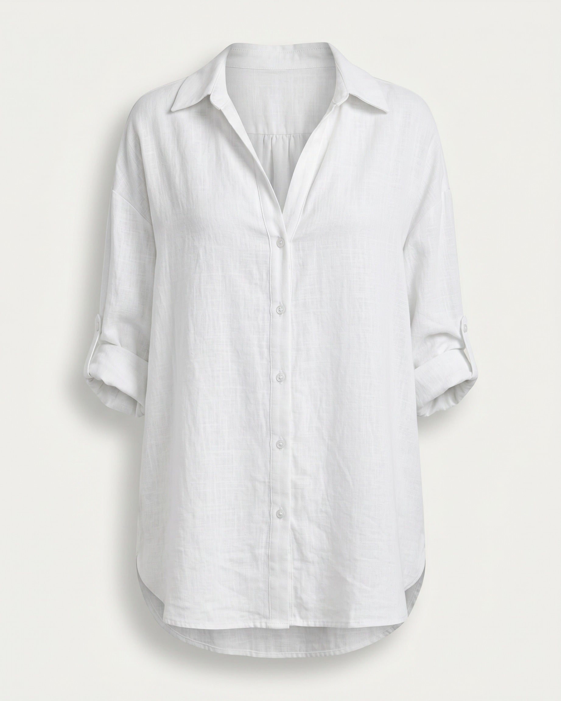 Mael Shirt - Relaxed Linen in White - profile front white