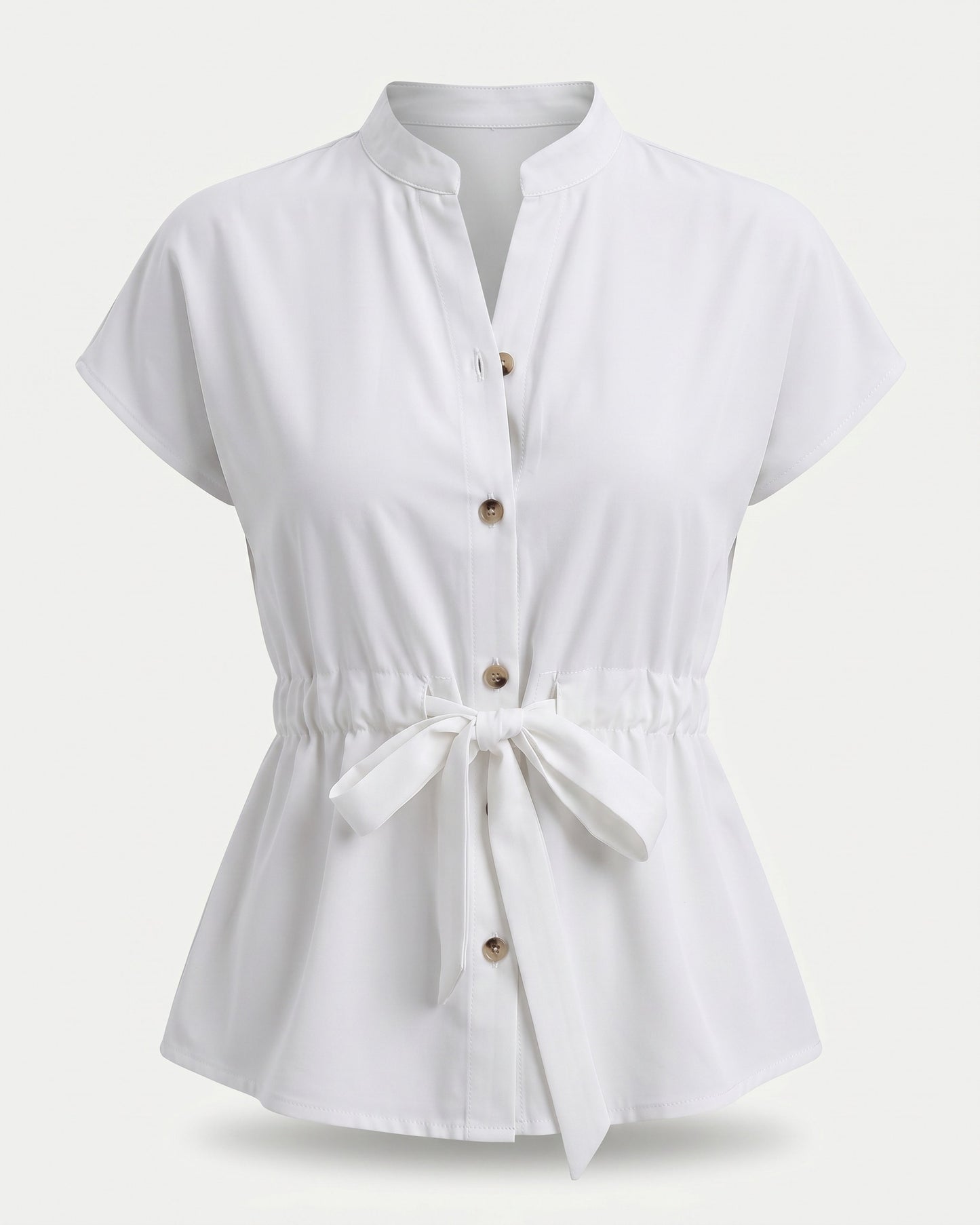 Finn Blouse - Stand-Collar in White Shirt - profile front white shirt