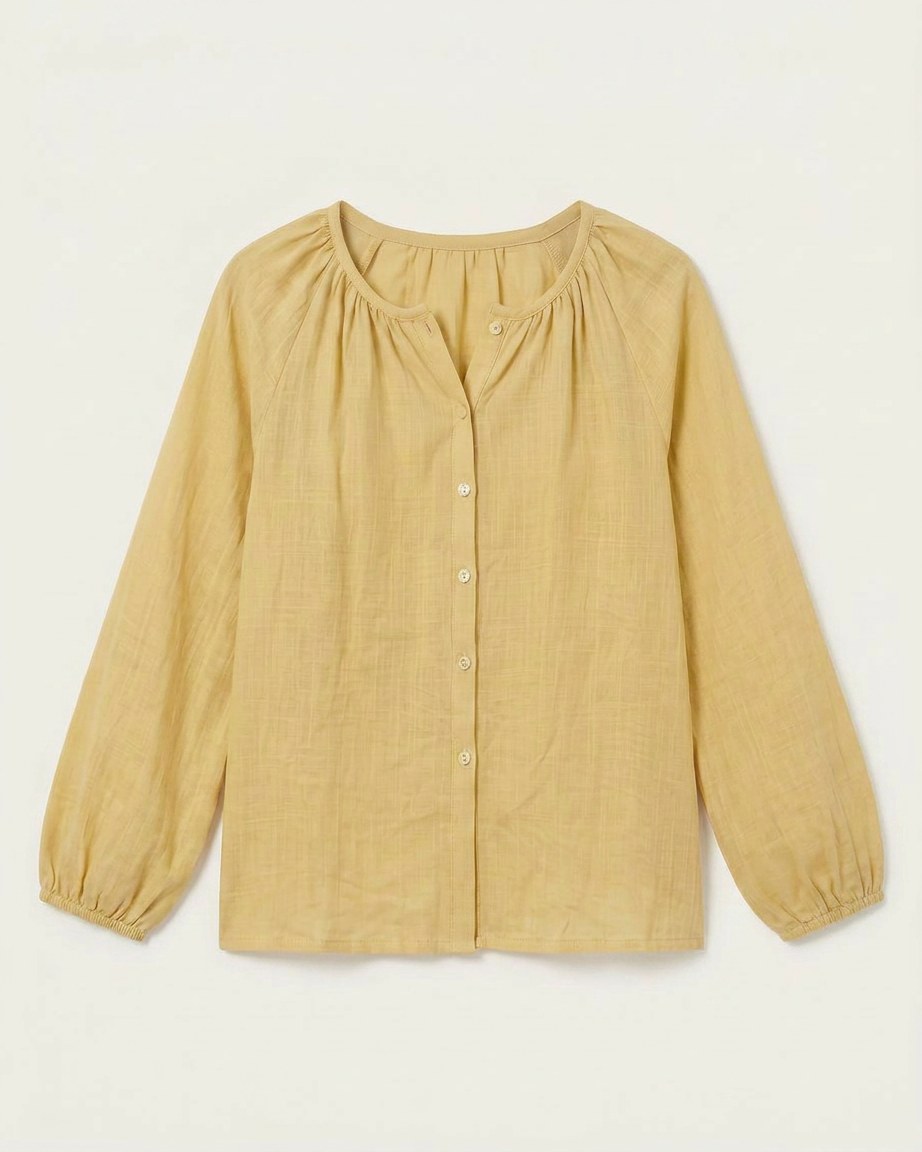 Luca Shirt - Relaxed Linen in Yellow - profile front yellow