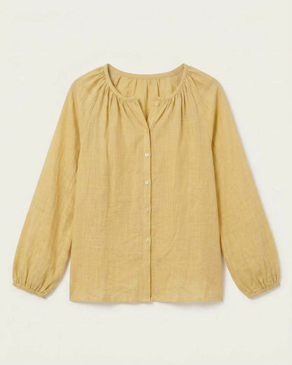 Luca Shirt - Relaxed Linen in Yellow - profile front yellow