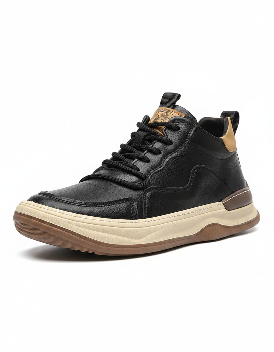 Dael Shoes - Leather in Black Beige - profile side