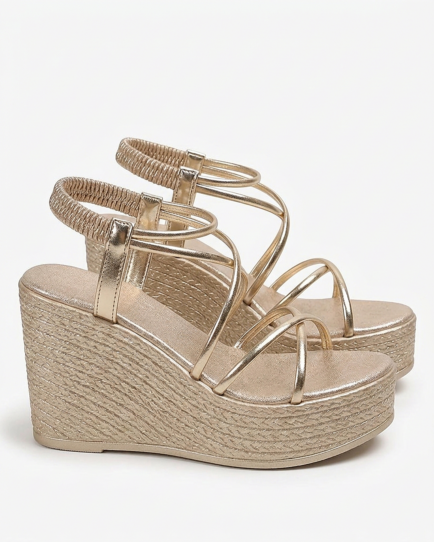 Estelle Sandals - Platform in Gold - profile side