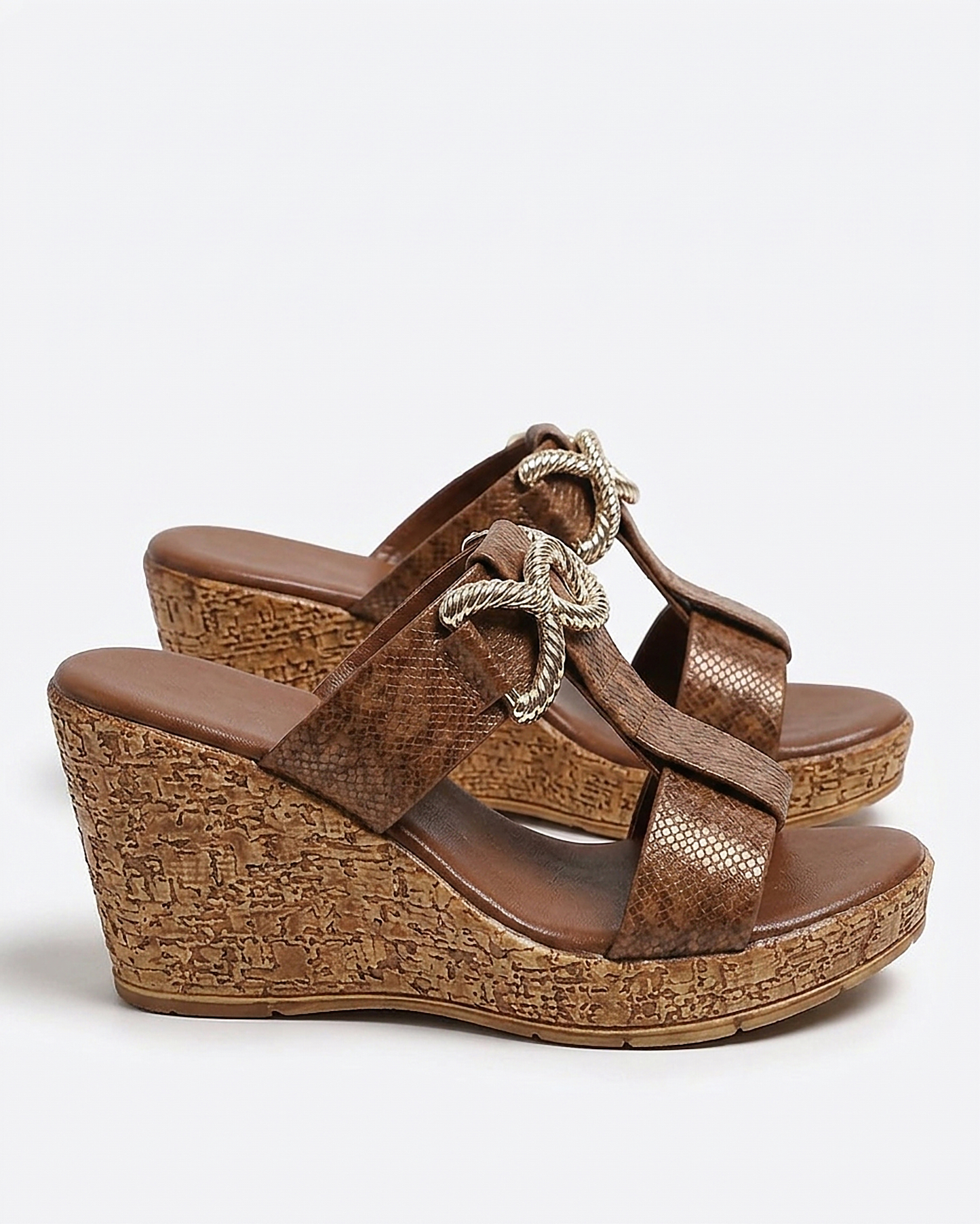 Alma Sandals - Platform in brown - profile side