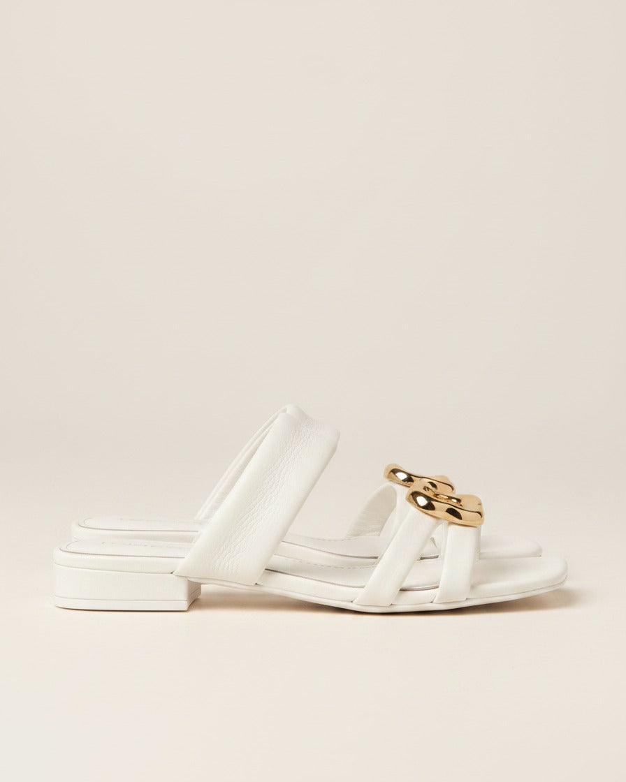 Iben Sandals - Leather in WHITE - profile side