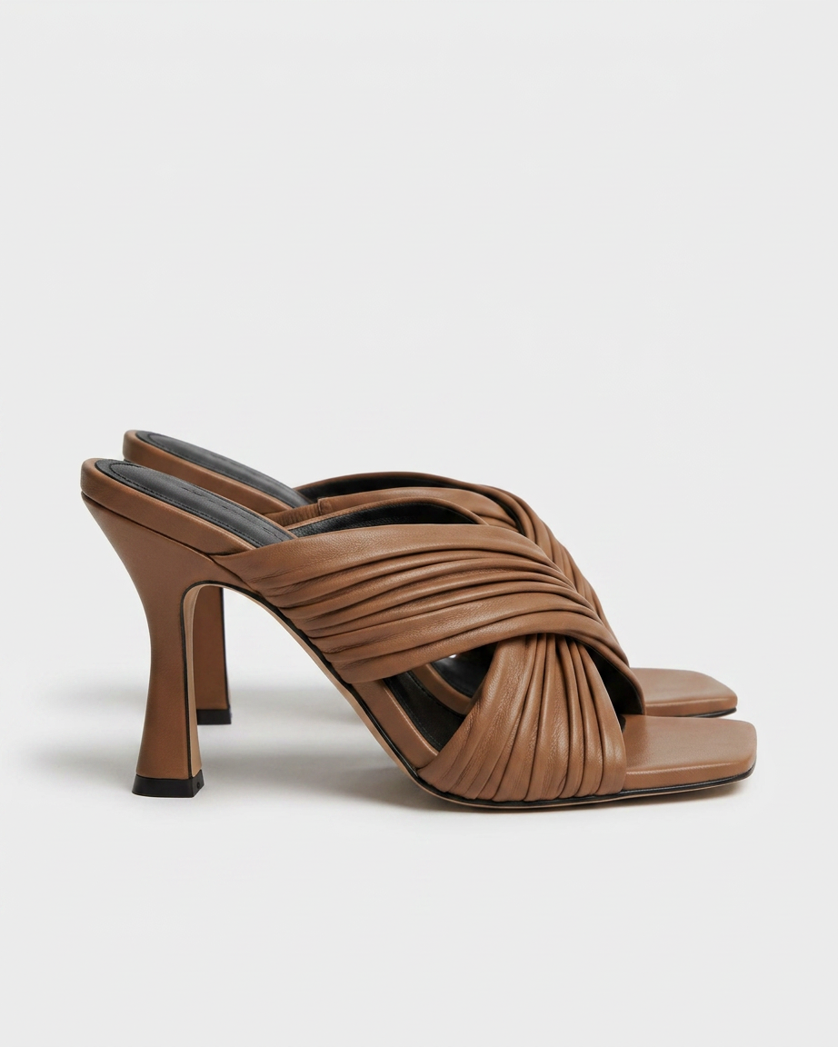 Faro Sandals - Square-Toe in Khaki - profile side