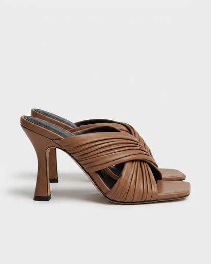Faro Sandals - Square-Toe in Khaki - profile side