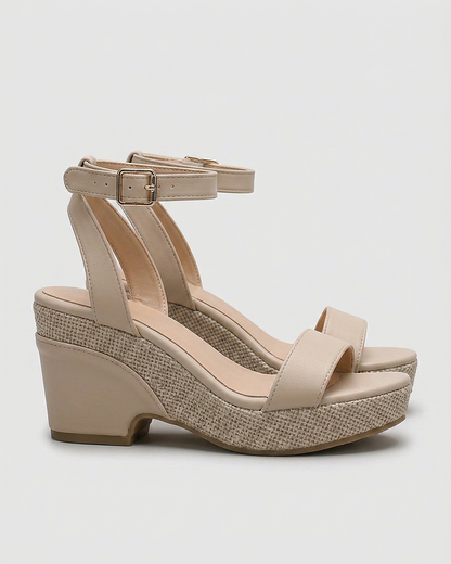 Rosa Sandals - Platform in Beige - profile side