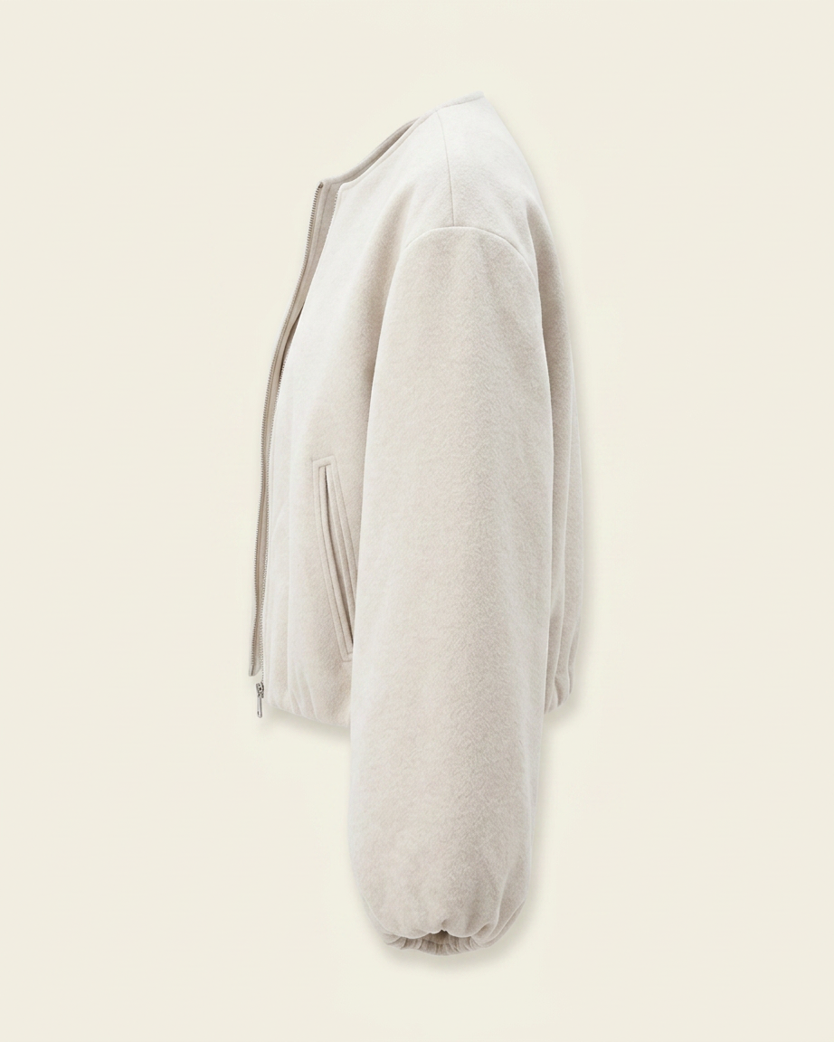 Lior Jacket - Zip in Beige - profile side