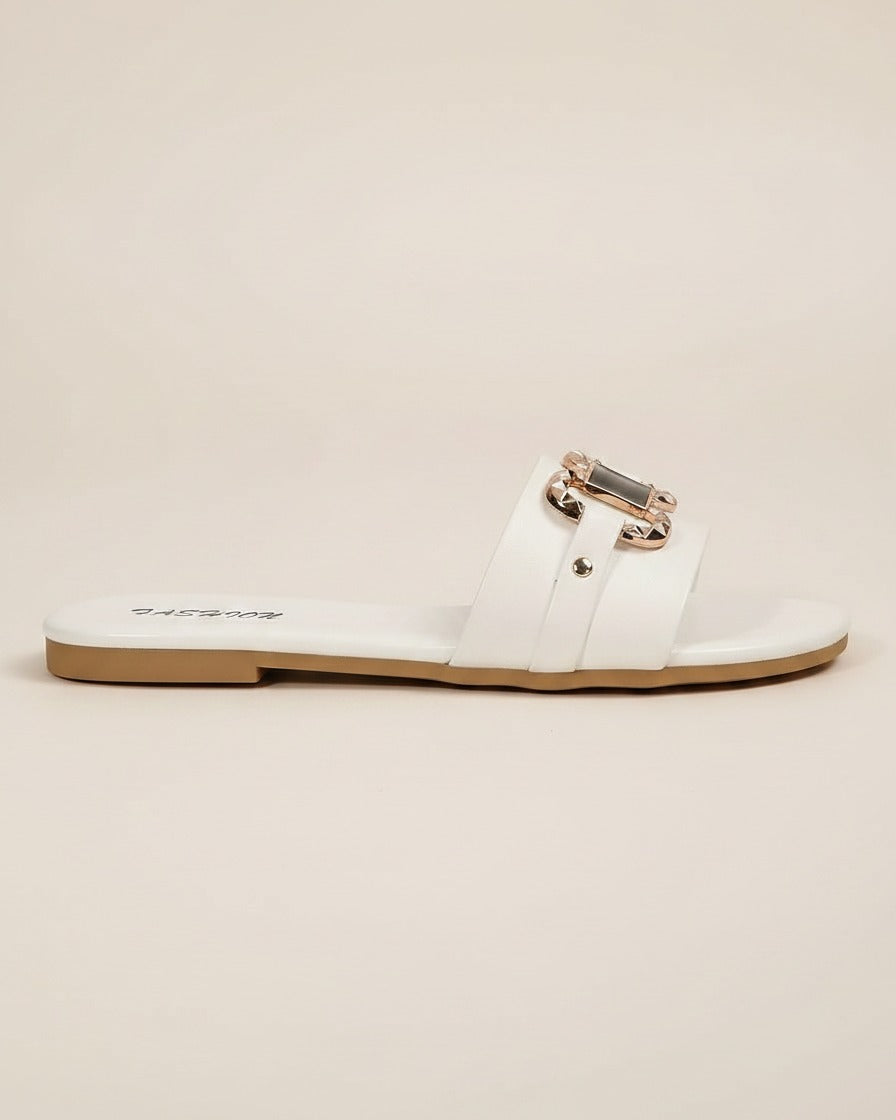 Hael Sandals - Leather in WHITE - profile side
