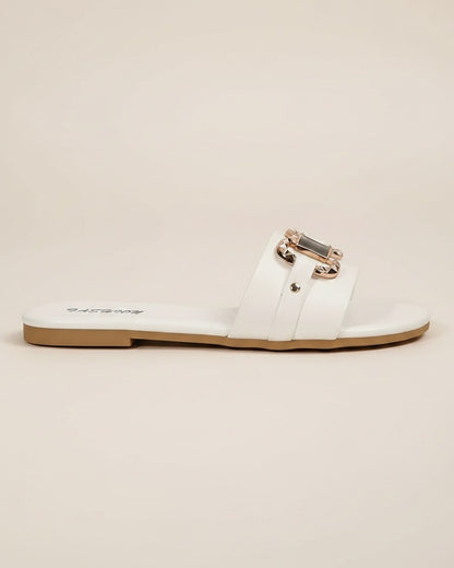 Hael Sandals - Leather in WHITE - profile side
