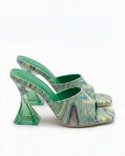 Maeve Sandals - Leather in Green - profile side