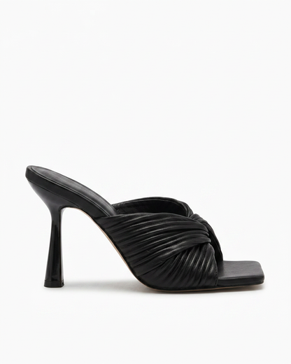 Faro Sandals - Square-Toe in Black - profile side black