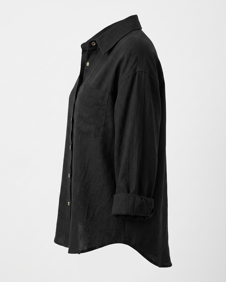 Ciel Shirt - Linen in black - profile side black
