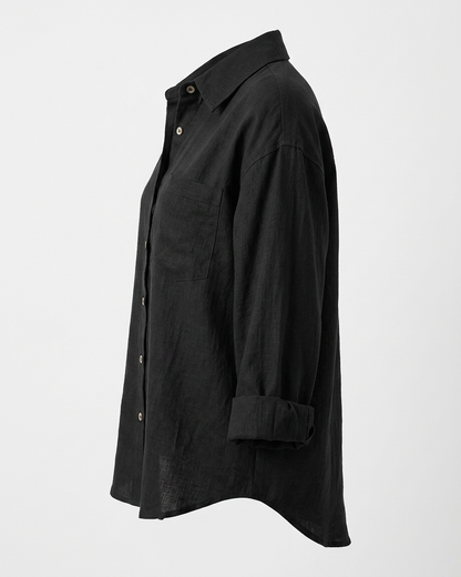 Ciel Shirt - Linen in black - profile side black