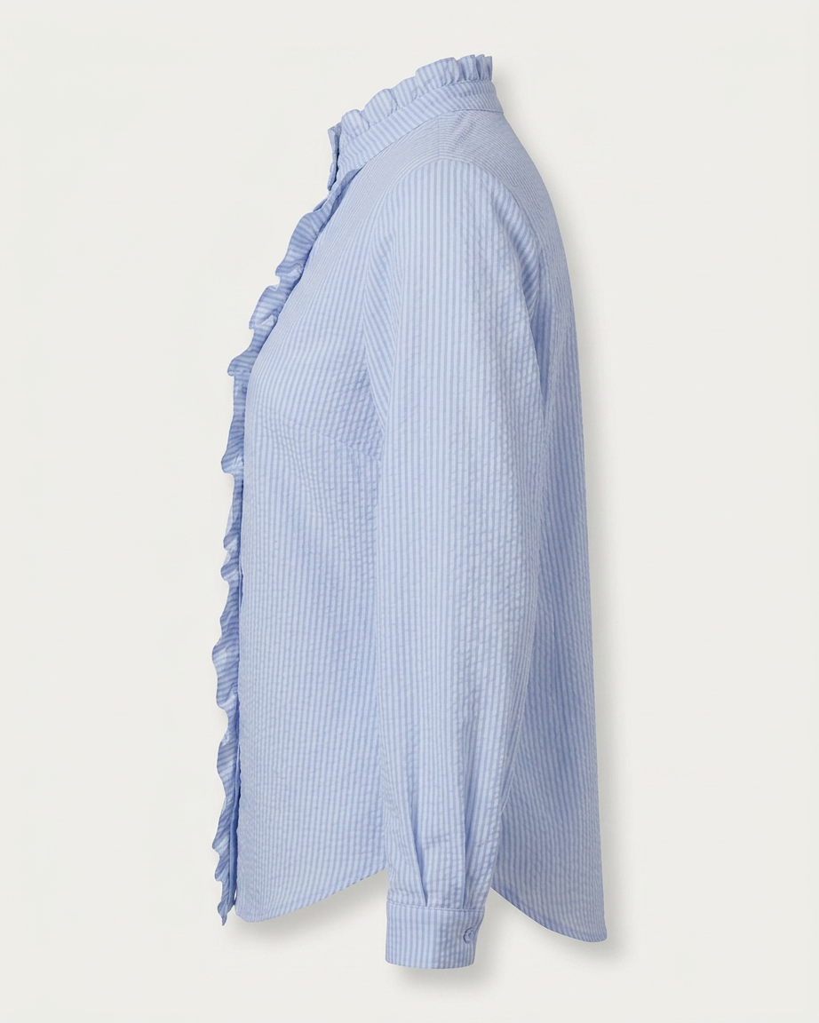 Zeno Blouse - Stand-Collar in Blue - profile side