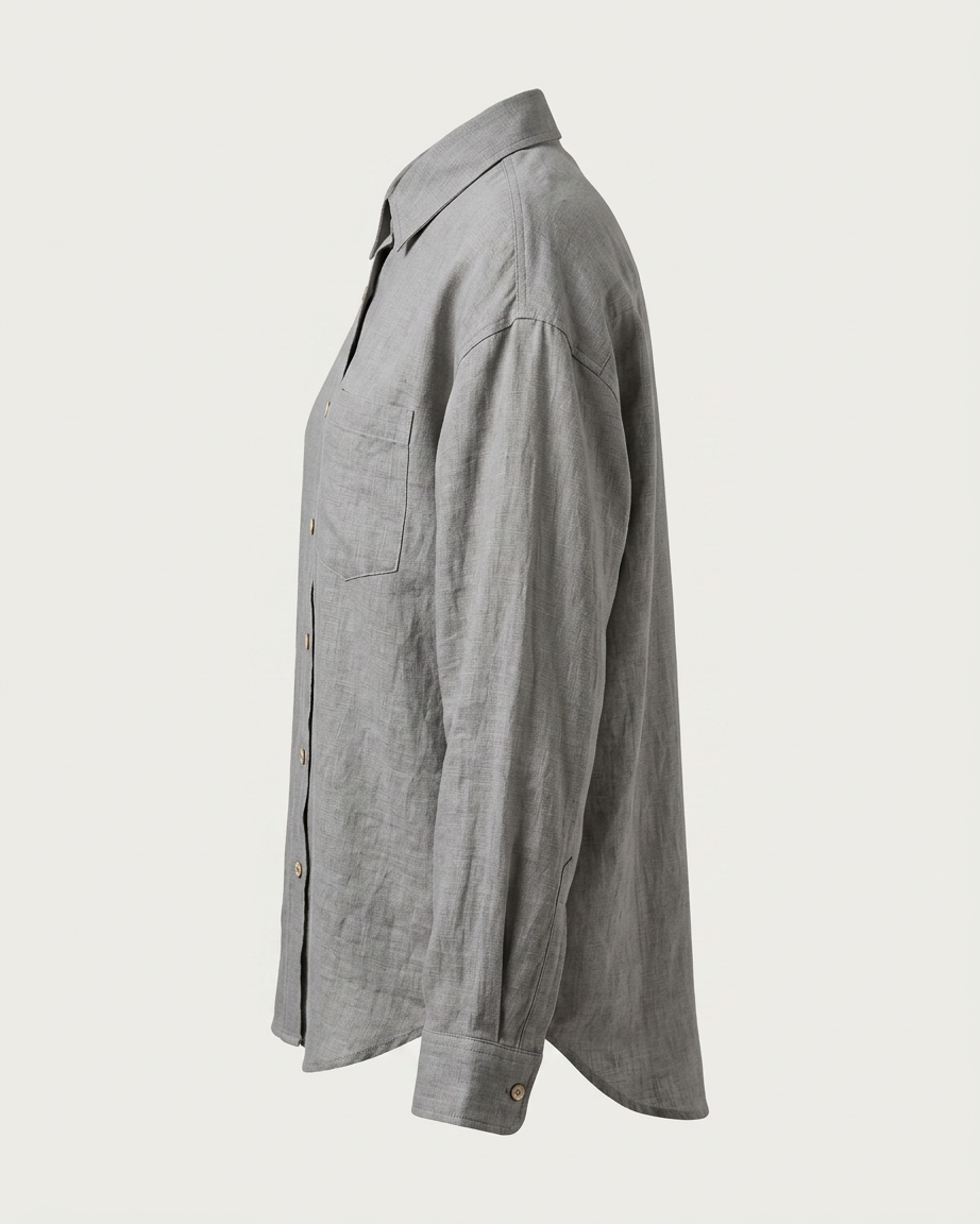 Ciel Shirt - Linen in GRAY - profile side