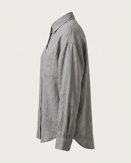 Ciel Shirt - Linen in GRAY - profile side