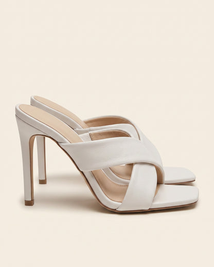 Gael Sandals - Square-Toe in White - profile side