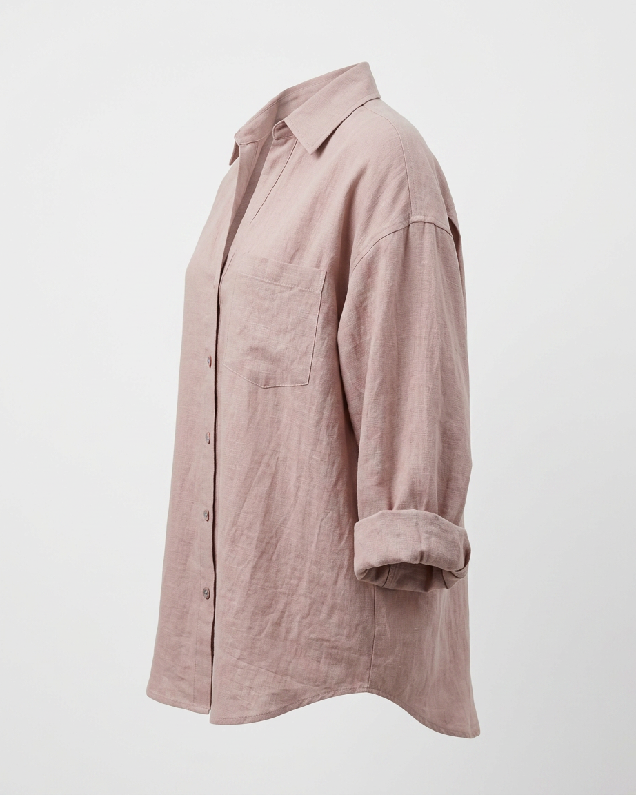 Ciel Shirt - Linen in Pink - profile side pink