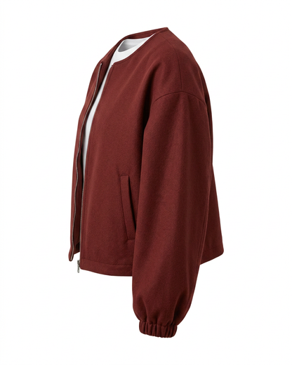 Lior Jacket - Zip in Red - profile side red