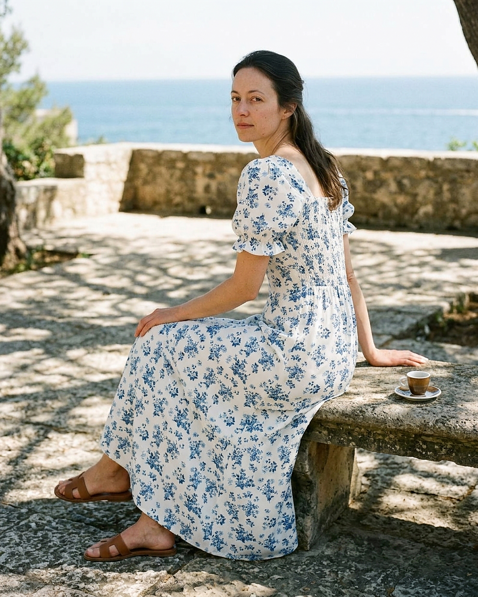 Wilma Dress in WHITE - seated 1