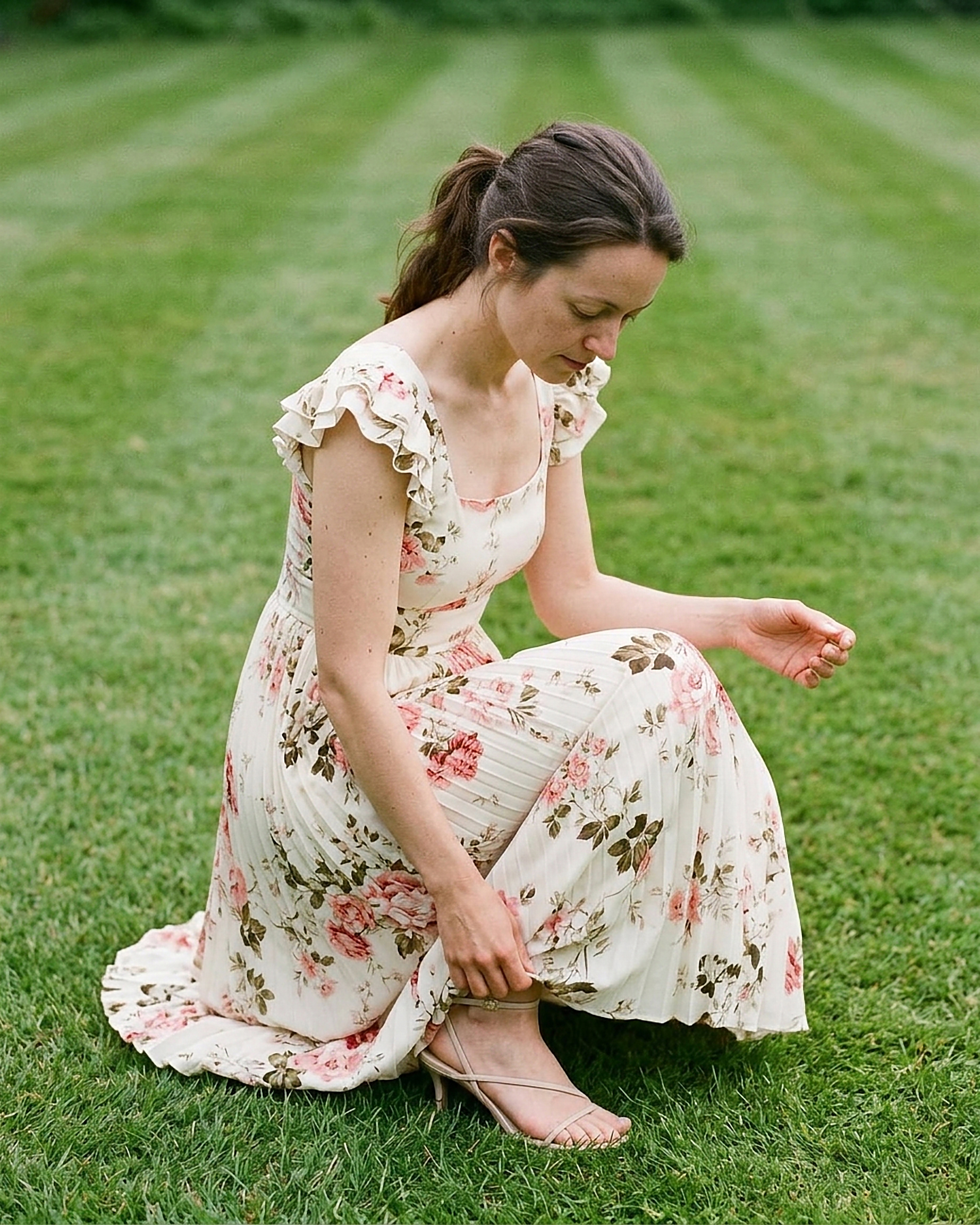 Clara Dress - High-Waist in Ivory - seated 1