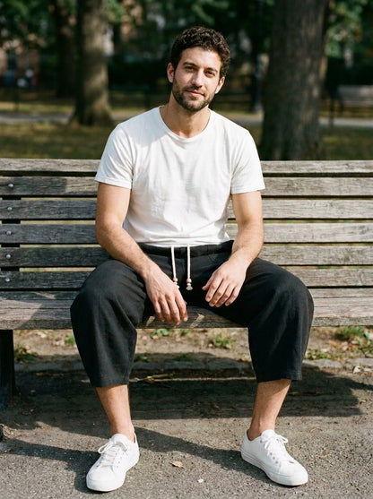 Yukio Trousers - Cropped Drawstring - Black