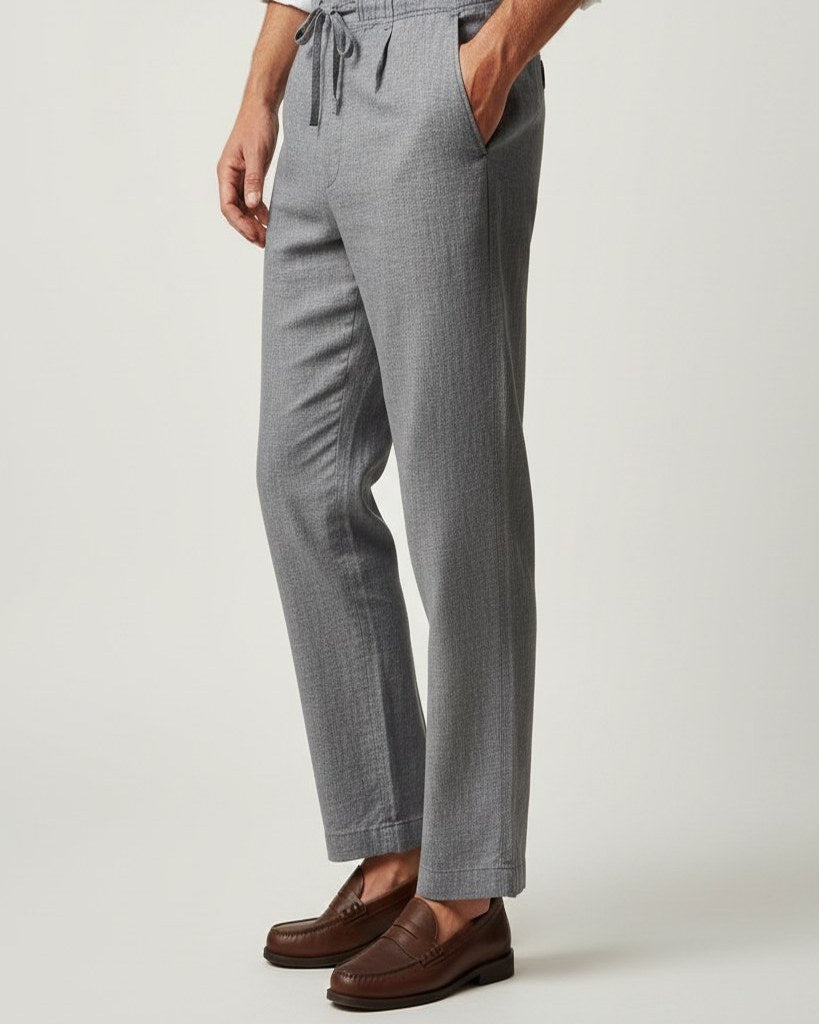 Lars Trousers - Relaxed Linen in Gray - side fit