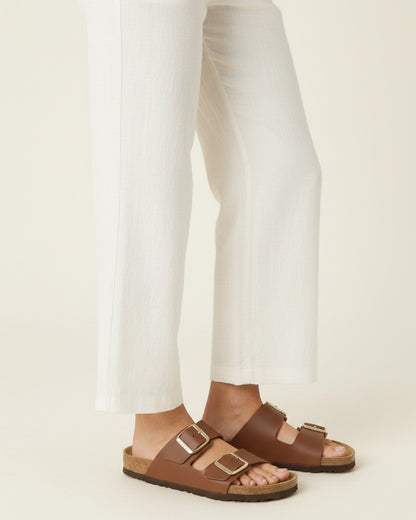 Gael Sandals - Faux Leather in Brown - side fit
