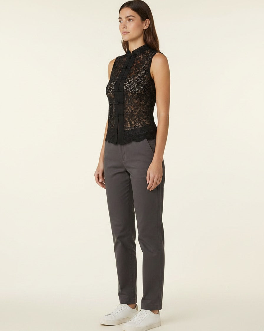 Idris Shirt - Stand-Collar in black - side fit