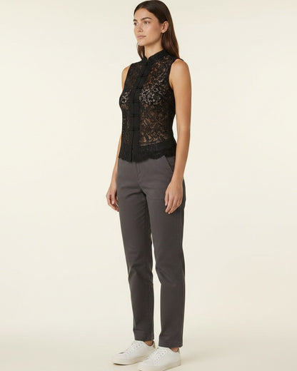 Idris Shirt - Stand-Collar in black - side fit