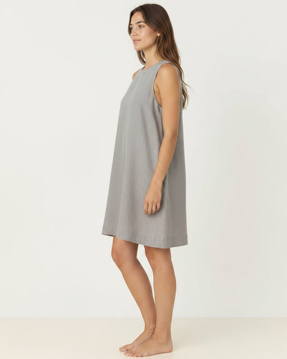 Cleo Dress - Linen in Gray - side fit