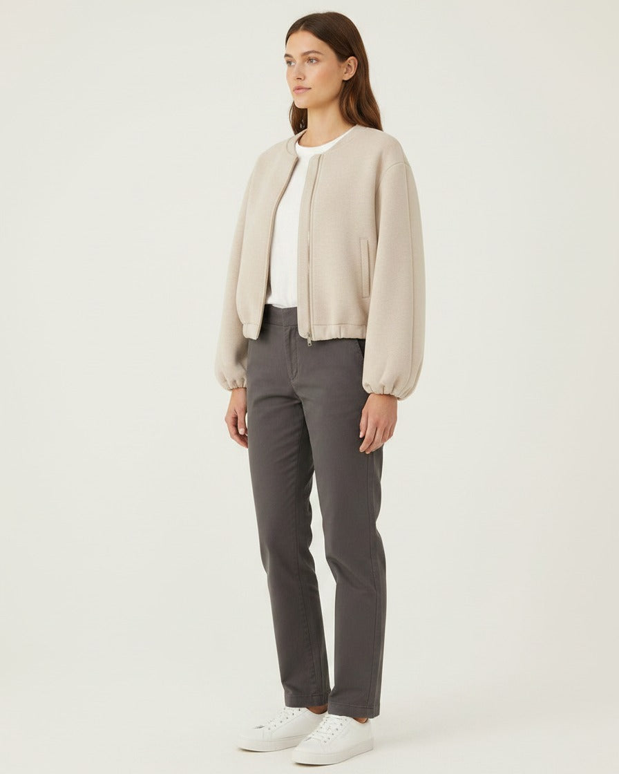 Jude Jacket - Zip in Beige - side fit