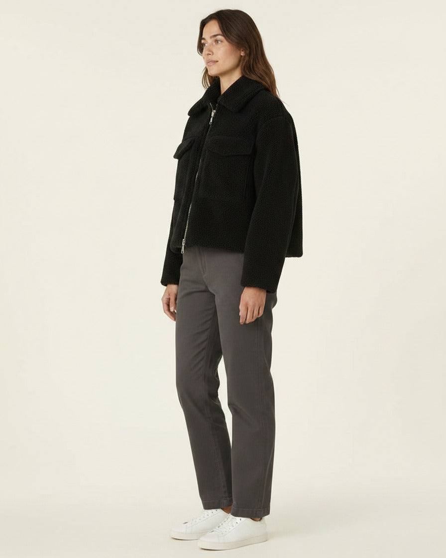 Quai Jacket - Zip in black - side fit