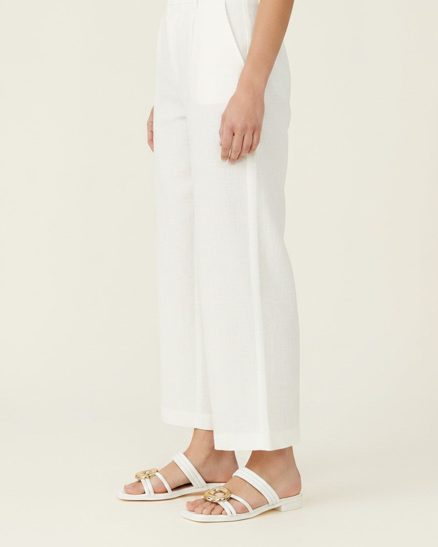Lars Sandals - Square-Toe Block-Heel Leather in WHITE - side fit
