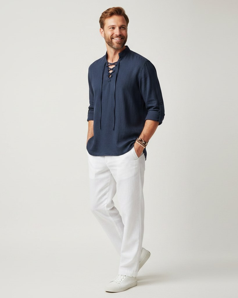 Wren Shirt - Linen in Default - side fit