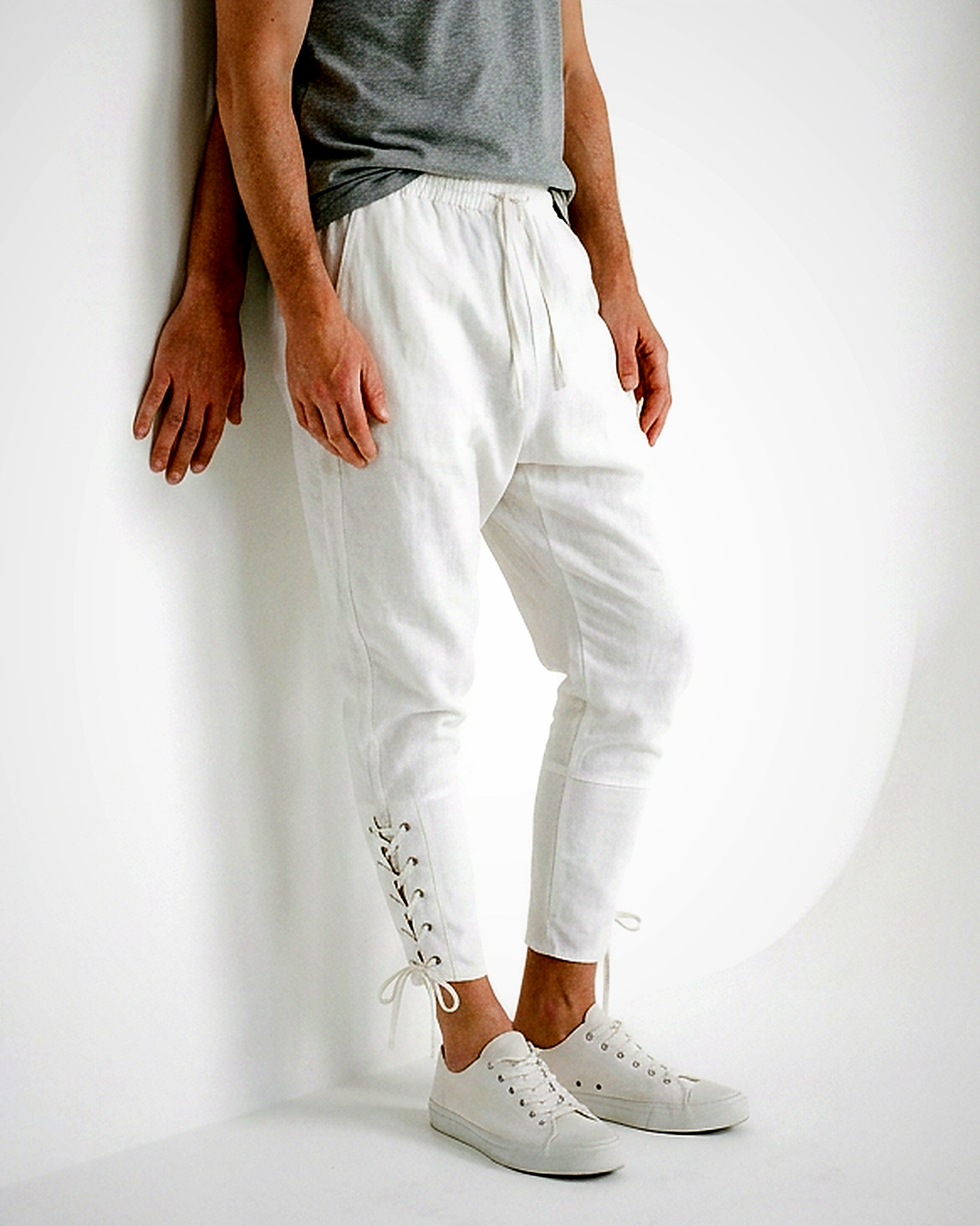 Marsh Trousers - Relaxed Linen in White - studio 1