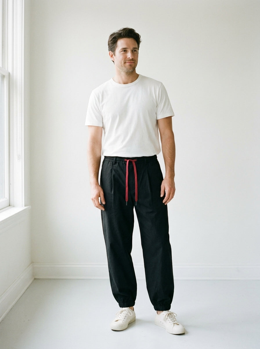 Yumiko Trousers - Light Linen Blend - Black