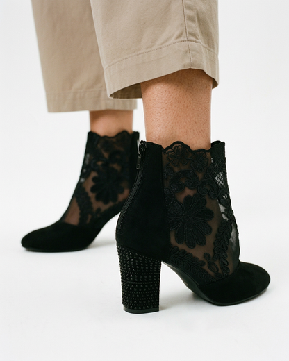 Dael Boots - Block-Heel Leather in Black - studio 1 black