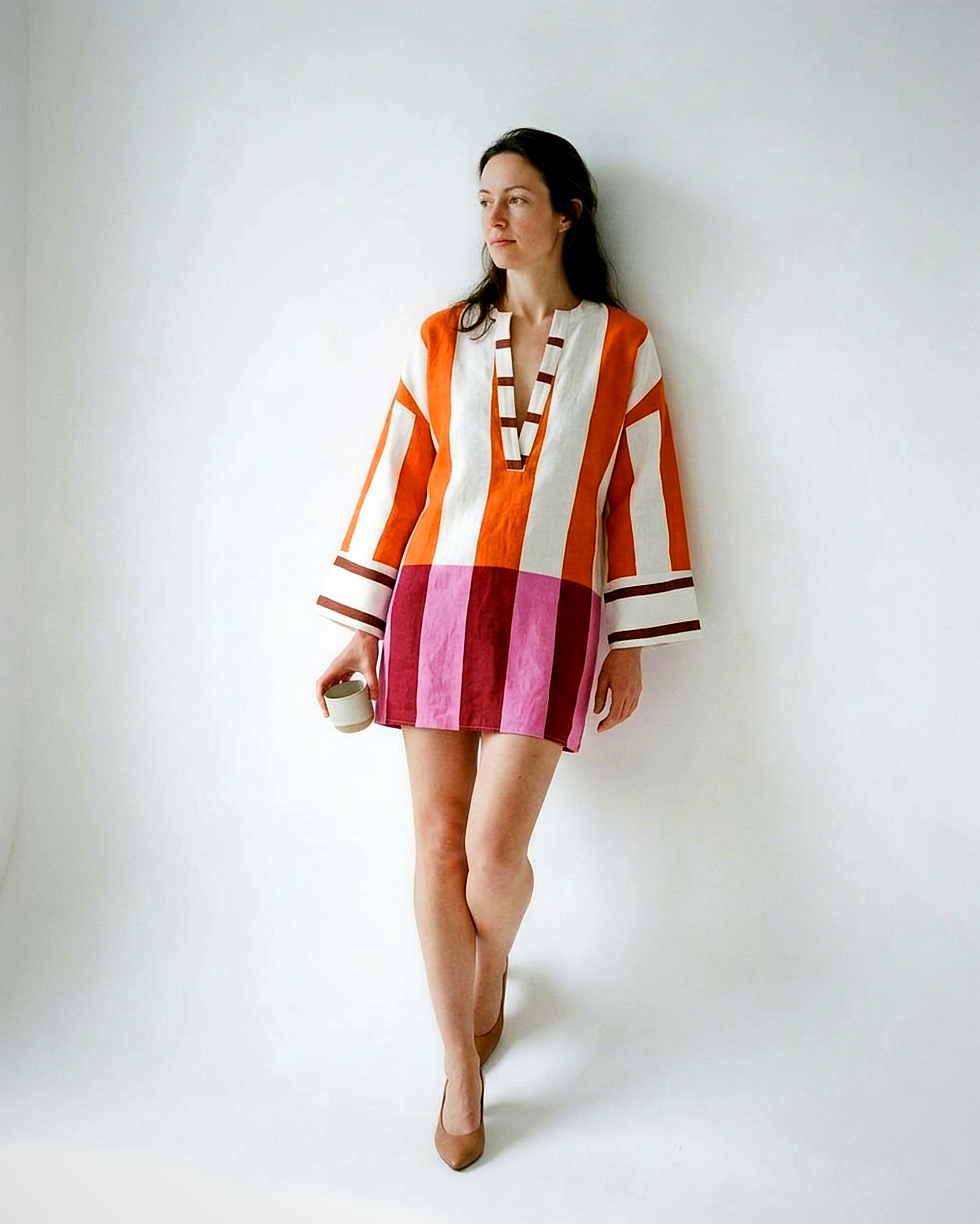 Anouk Dress - Relaxed Linen in Striped Print - studio 1
